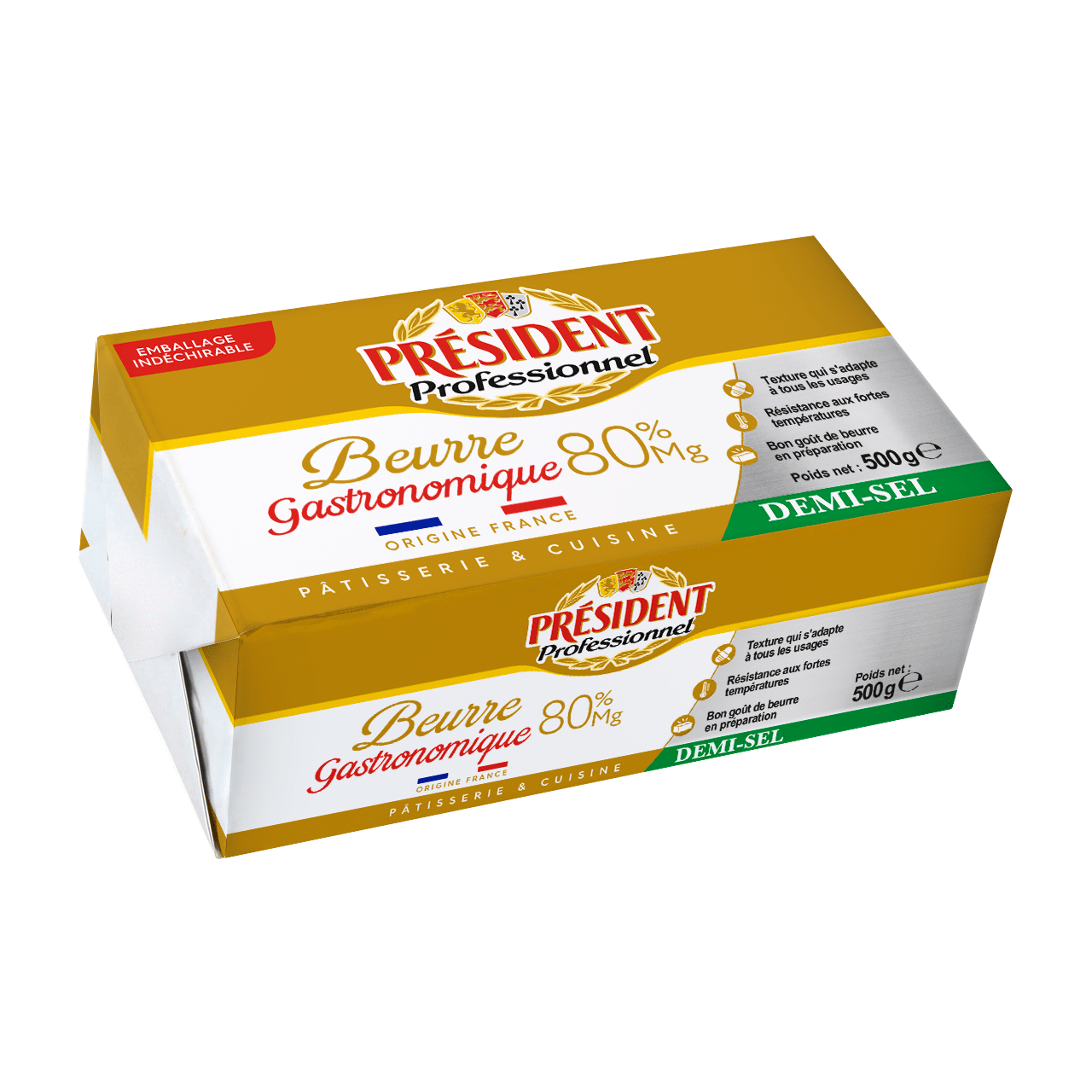 Beurre Gastronomique Demi-sel, Plaquette 500gr