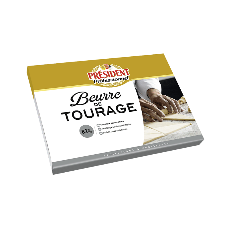 Beurre tourage PRESIDENT 82% en plaque, le carton